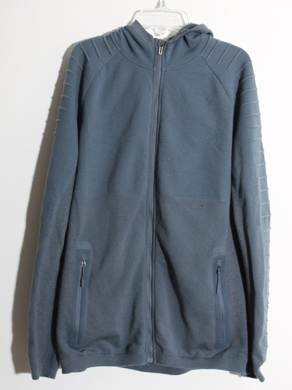 Smartwool Men's Intraknit Merino Wool Fleece Hoodie Pewter Blue Full Zip Medium